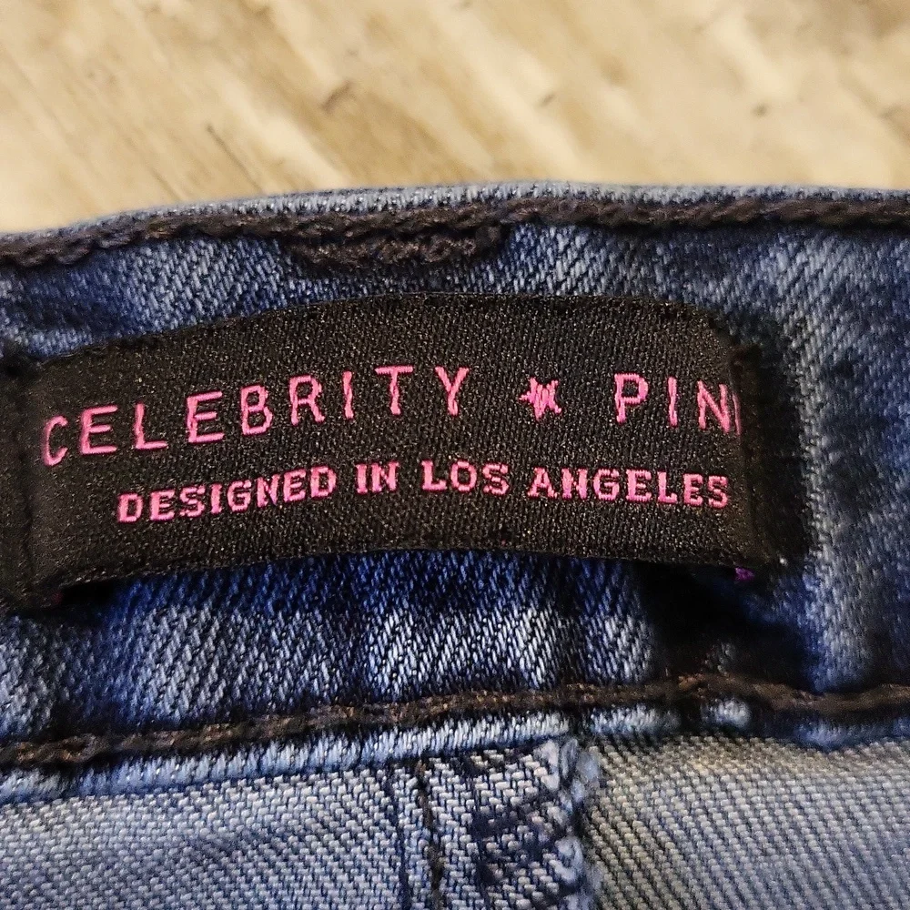 Celebrity Pink Jean Skirt With Fringe
